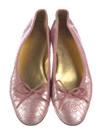 Chanel Interlocking CC Logo Python Ballet Flats