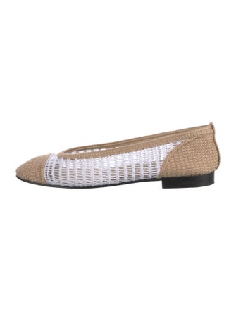 Chanel Interlocking CC Logo Raffia Ballet Flats