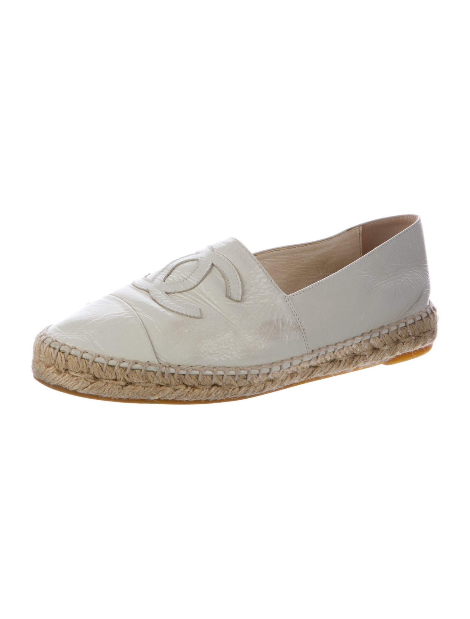 Chanel Interlocking CC Logo Patent Leather Espadrilles