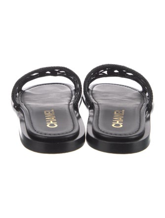 Chanel Interlocking CC Logo Leather Slides