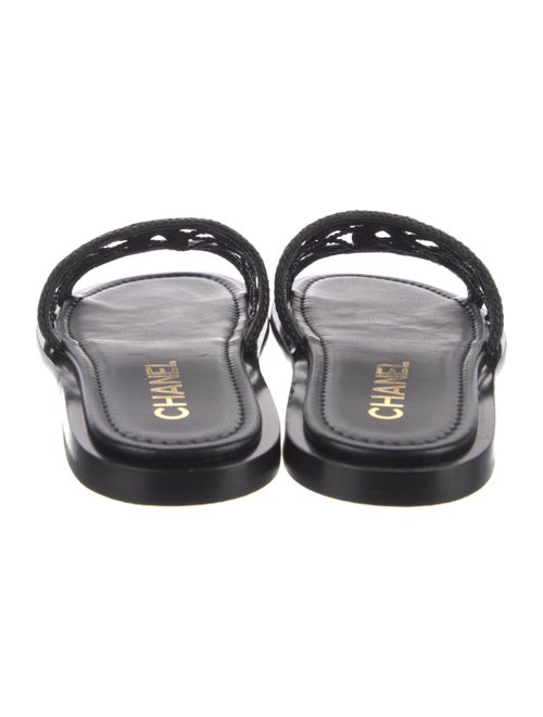Chanel Interlocking CC Logo Leather Slides