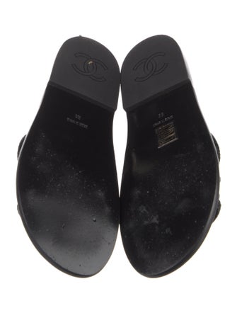 Chanel Interlocking CC Logo Leather Slides