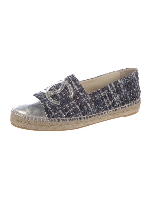 Chanel Interlocking CC Logo Tweed Espadrilles