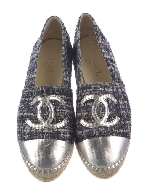 Chanel Interlocking CC Logo Tweed Espadrilles