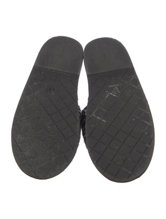 Chanel Interlocking CC Logo Tweed Slides