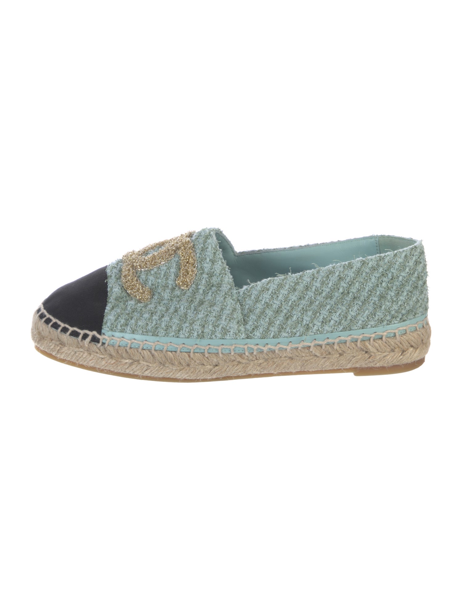 Chanel Interlocking CC Logo Tweed Espadrilles