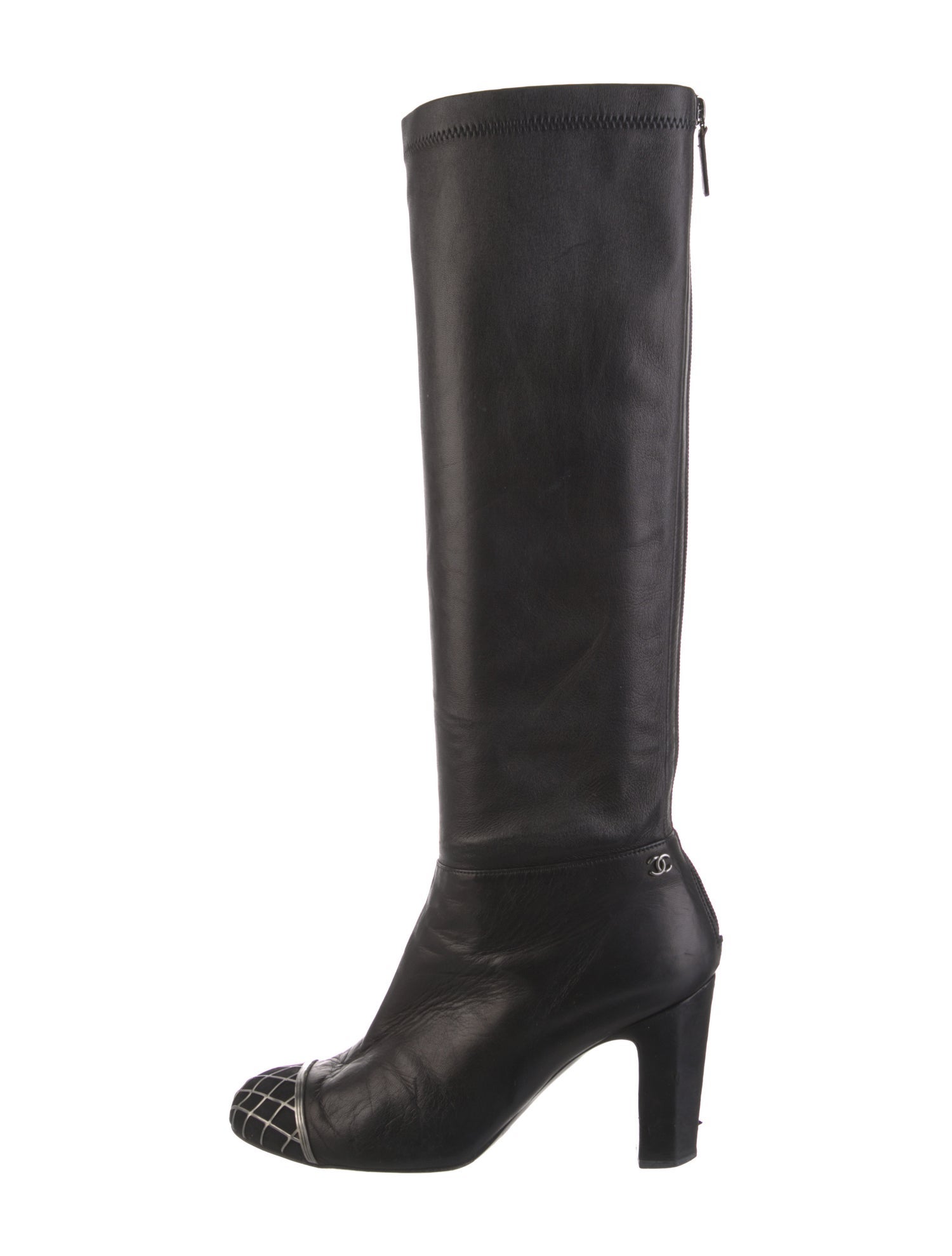 Chanel Interlocking CC Logo Leather Boots