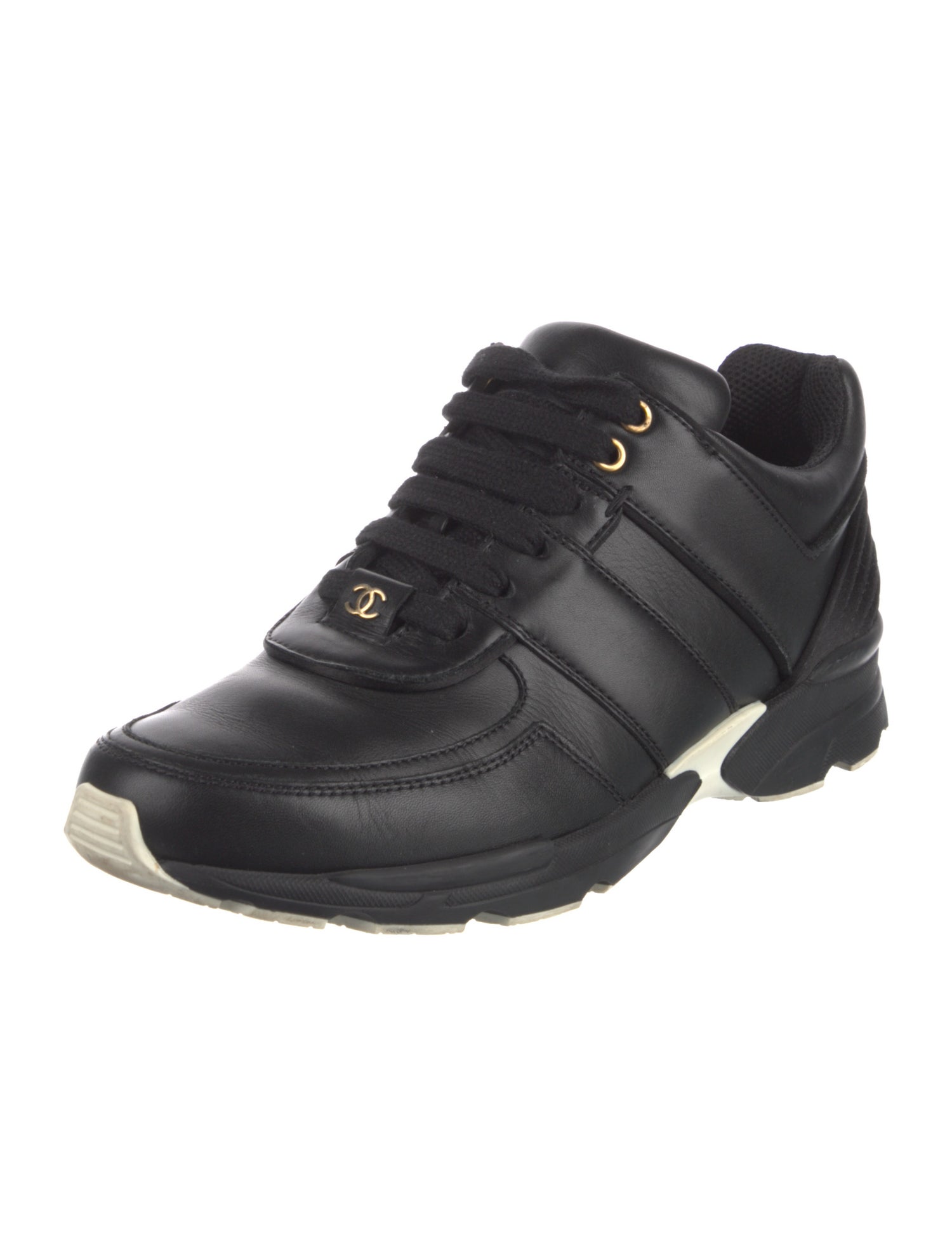 Chanel Interlocking CC Logo Leather Sneakers