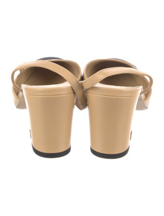 Chanel Interlocking CC Logo Leather Slingback Pumps