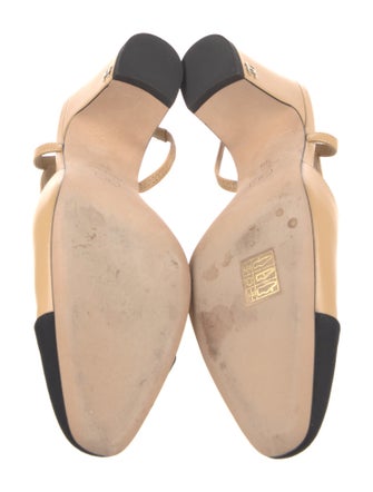 Chanel Interlocking CC Logo Leather Slingback Pumps