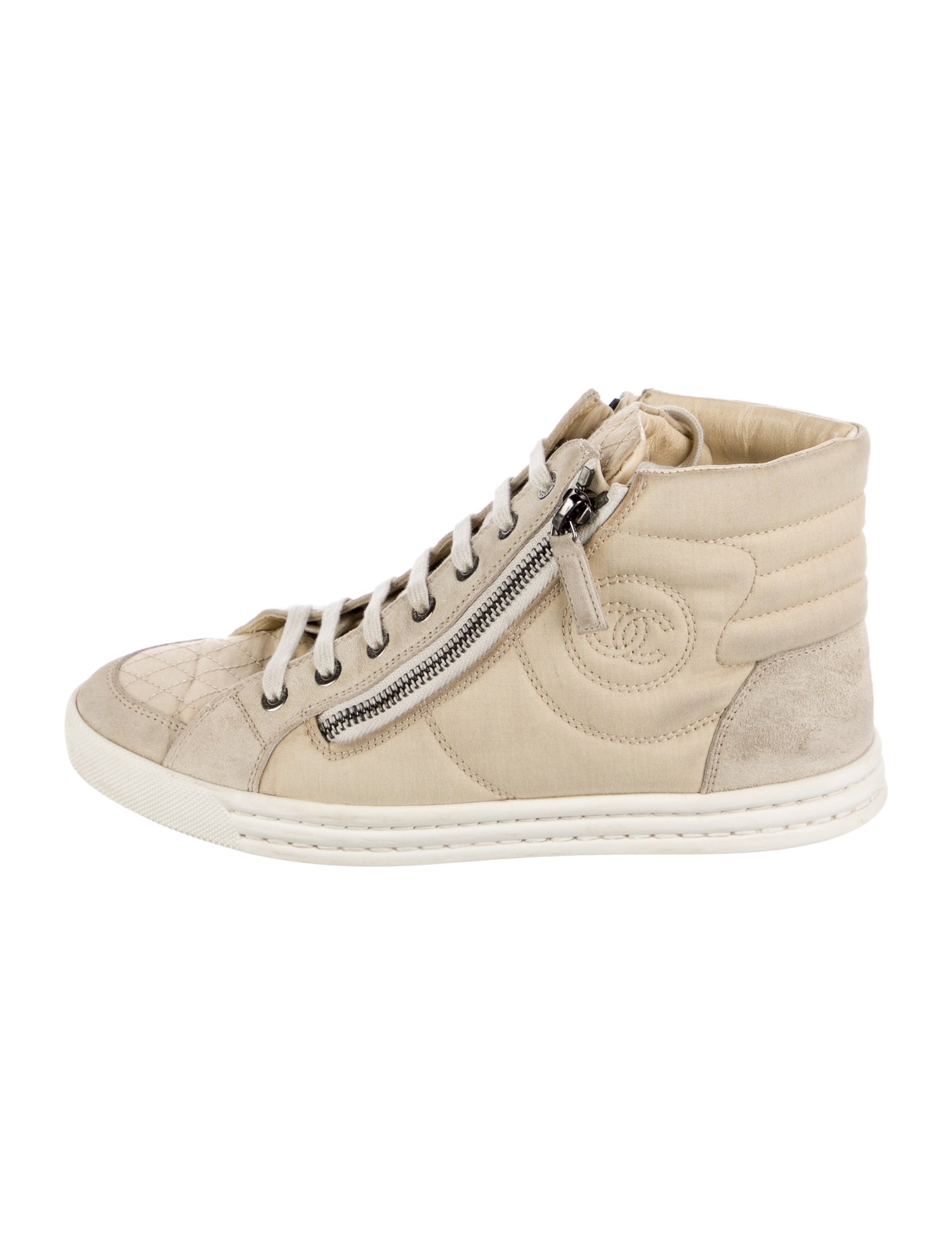 Chanel Interlocking CC Logo Suede Sneakers