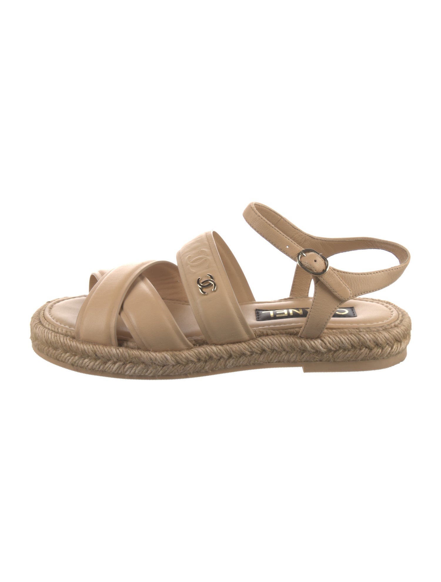 Chanel Interlocking CC Logo Leather Espadrilles