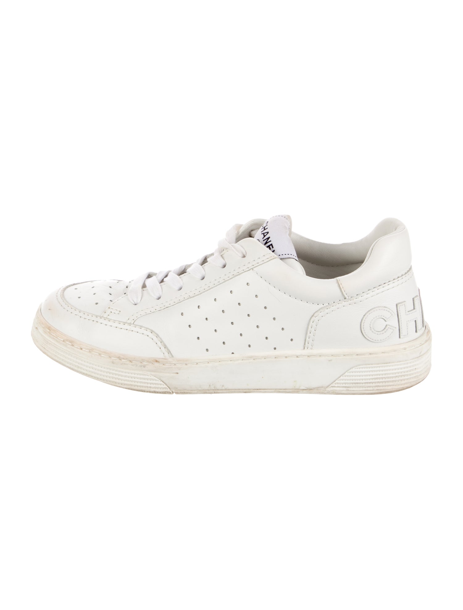 Chanel Interlocking CC Logo Leather Sneakers