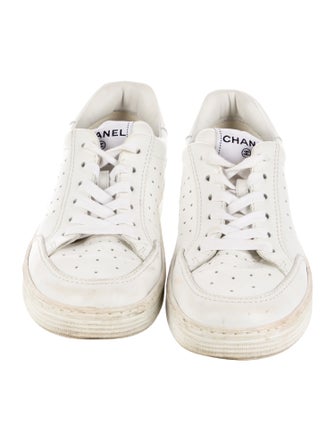 Chanel Interlocking CC Logo Leather Sneakers