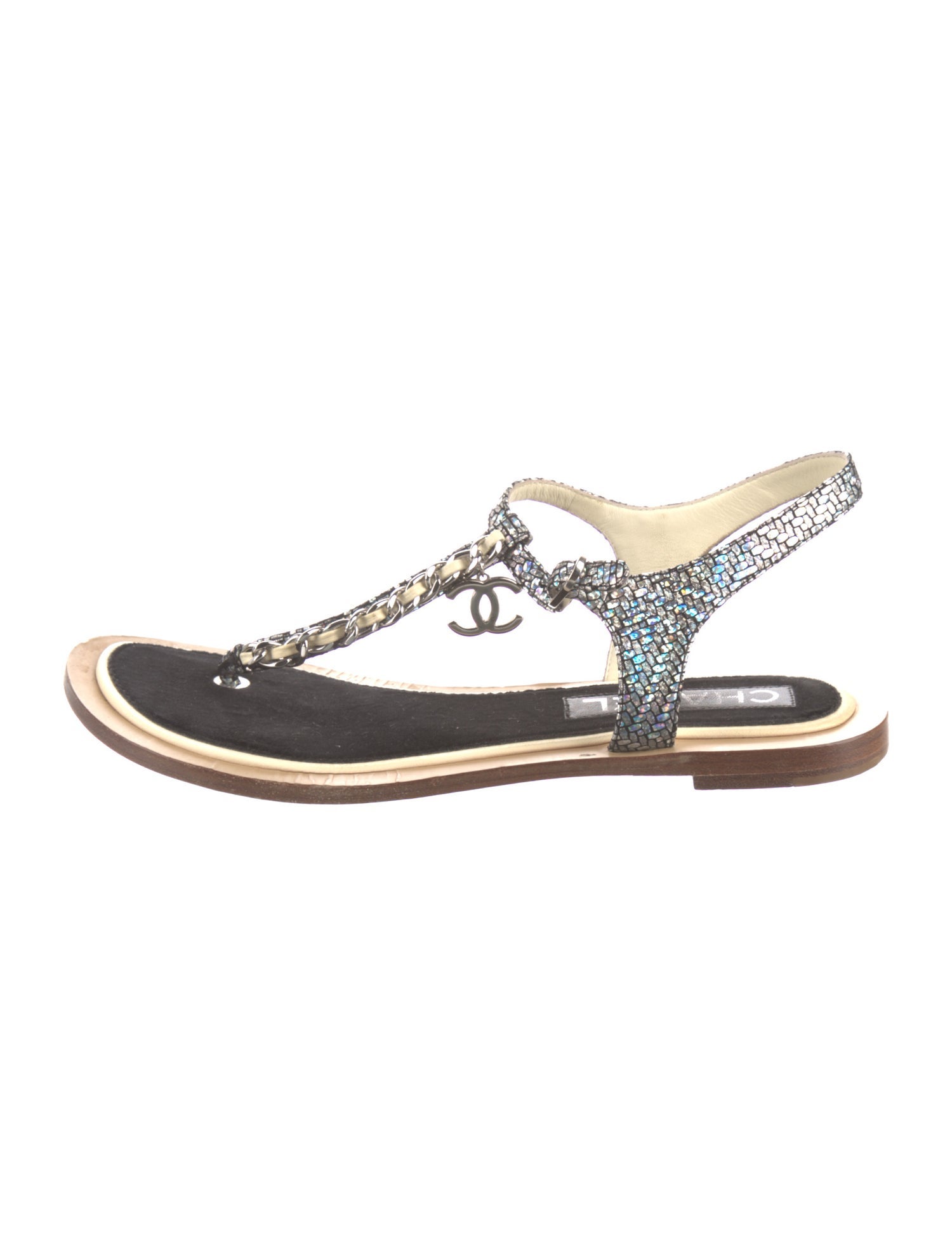 Chanel 2018 Interlocking CC Logo T-Strap Sandals