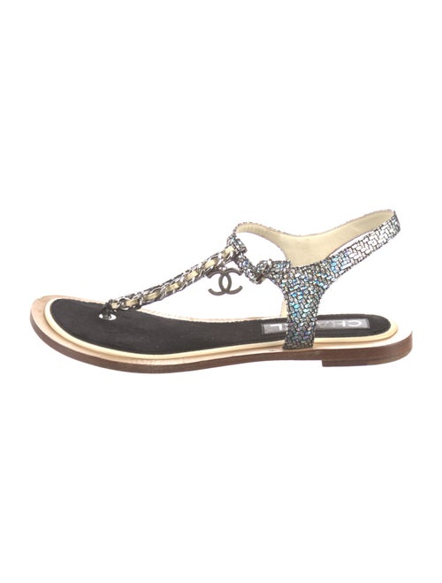 Chanel 2018 Interlocking CC Logo T-Strap Sandals