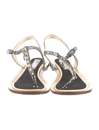 Chanel 2018 Interlocking CC Logo T-Strap Sandals