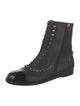 Chanel Interlocking CC Logo Leather Combat Boots