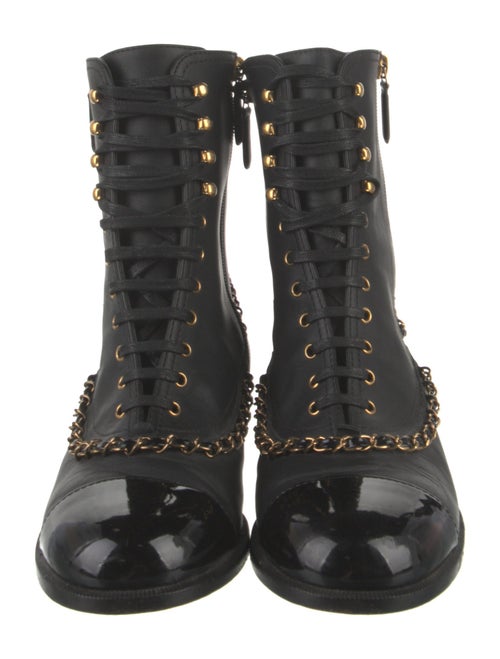 Chanel Interlocking CC Logo Leather Combat Boots