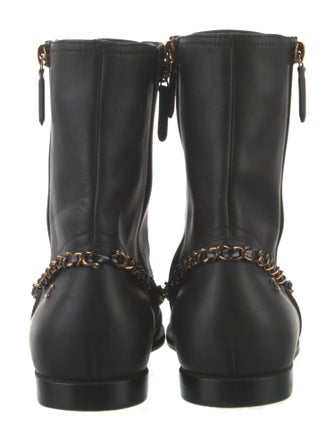 Chanel Interlocking CC Logo Leather Combat Boots