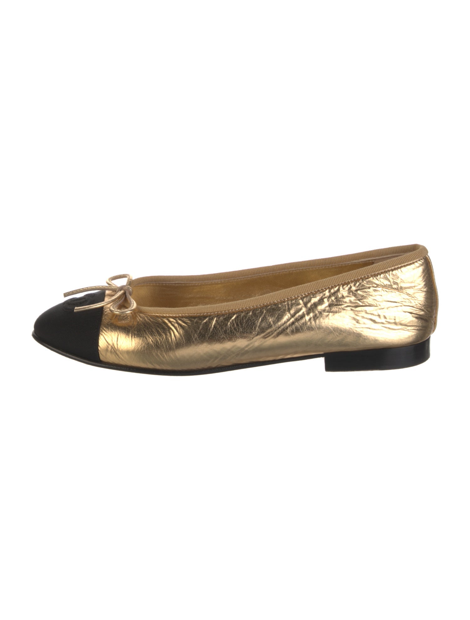 Chanel Interlocking CC Logo Leather Ballet Flats