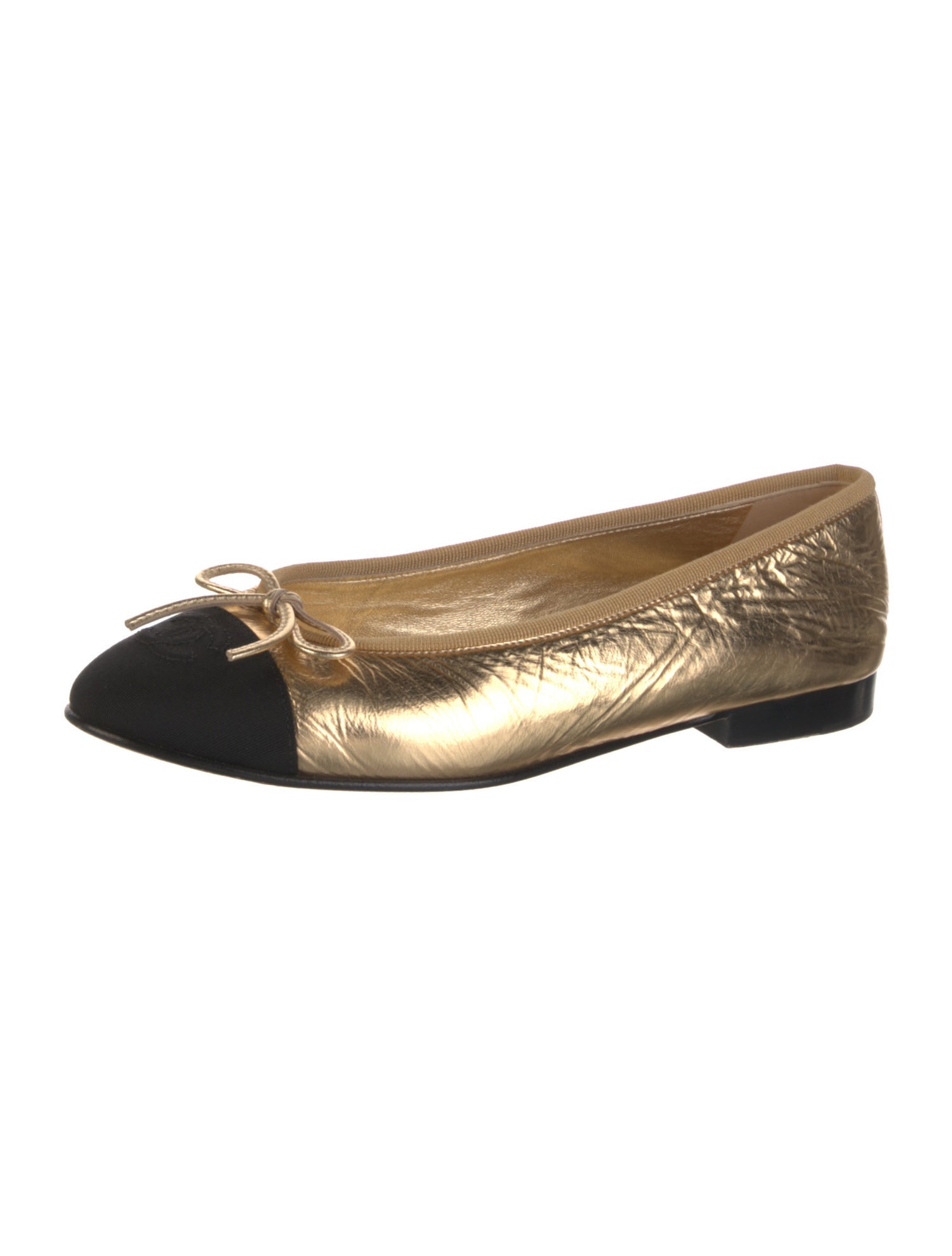 Chanel Interlocking CC Logo Leather Ballet Flats