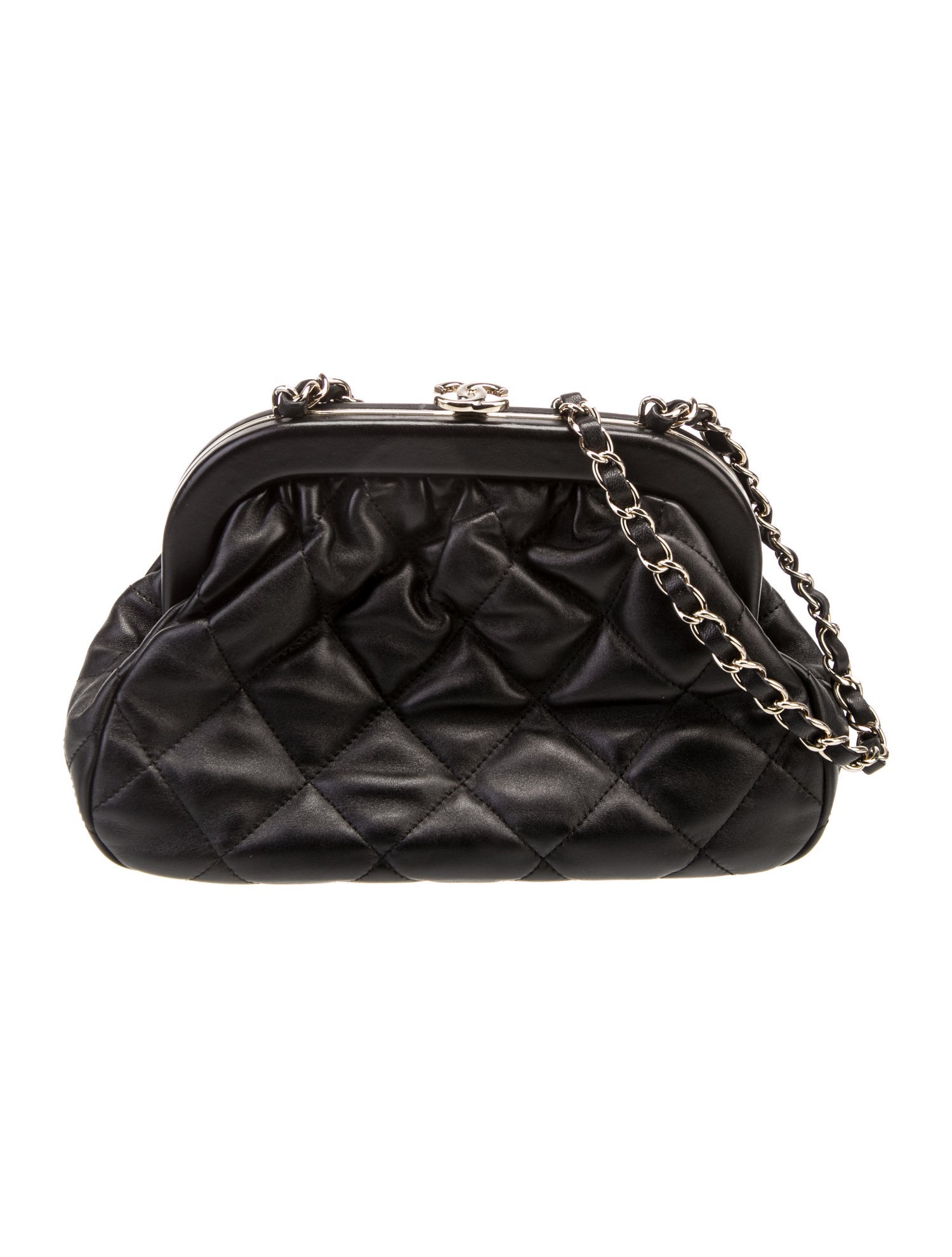 Chanel Quilted CC Kisslock Clutch w/ Chain