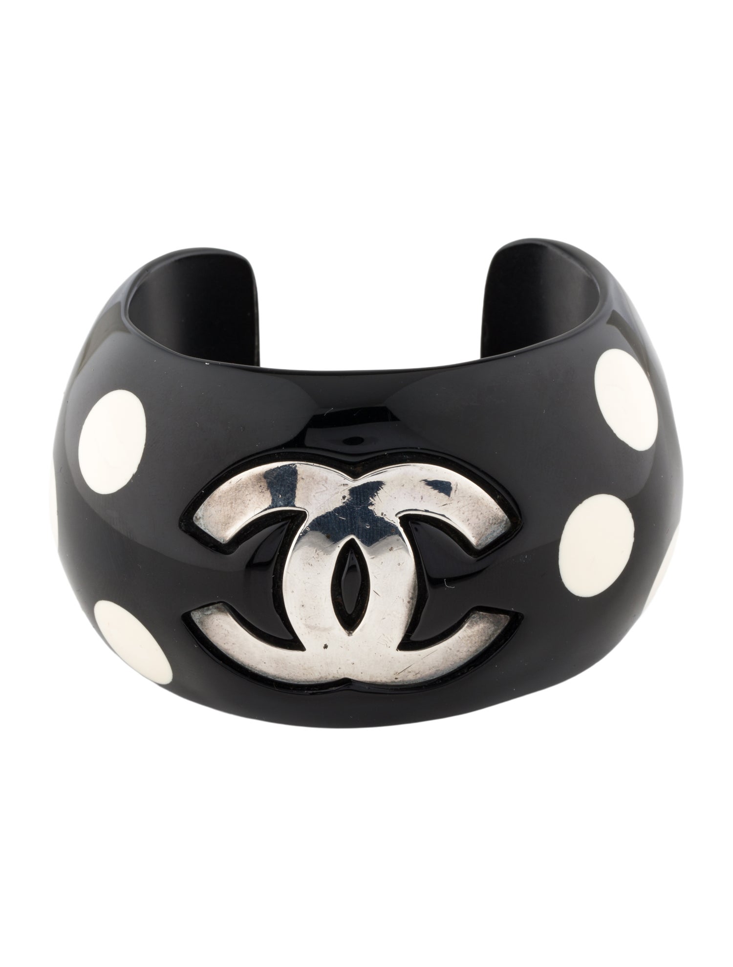 Chanel Vintage Resin CC Logo Dotted Cuff
