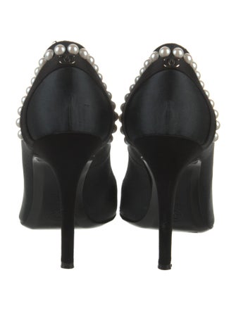 Chanel Interlocking CC Logo Satin Pumps