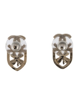 Chanel 2020 Strass CC Clover Shield Earrings