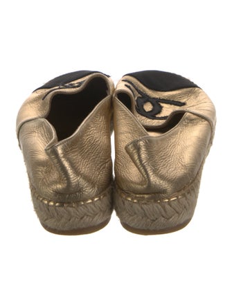 Chanel Interlocking CC Logo Leather Espadrilles