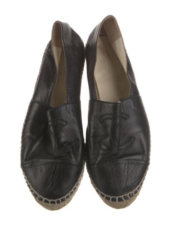 Chanel Interlocking CC Logo Leather Espadrilles