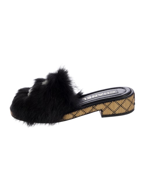 Chanel Interlocking CC Logo Shearling Mules