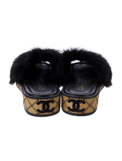 Chanel Interlocking CC Logo Shearling Mules