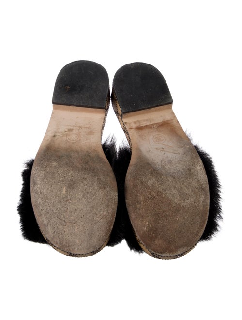 Chanel Interlocking CC Logo Shearling Mules