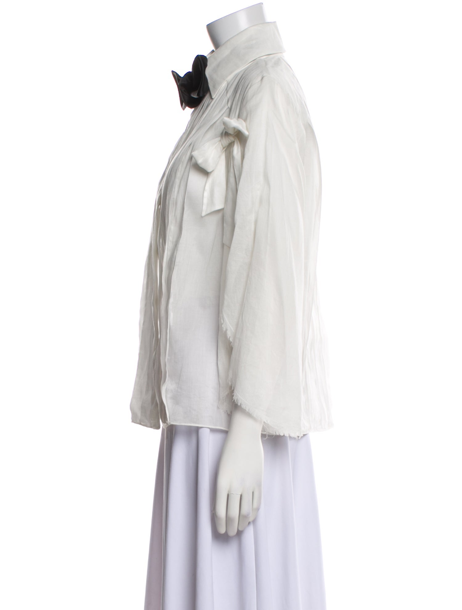 Chanel 2010 Mock Neck Button-Up Top