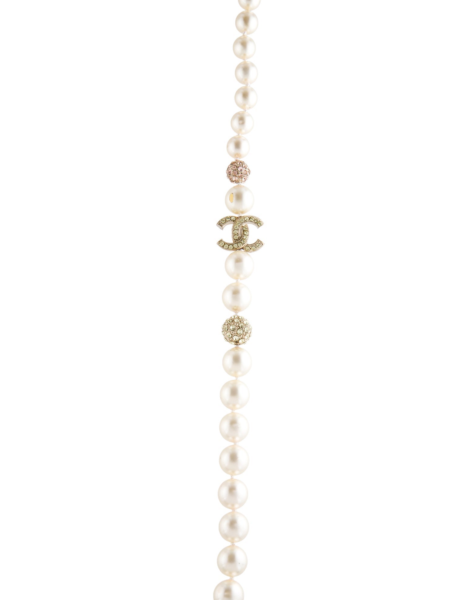 Chanel Faux Pearl & Strass CC Station Necklace