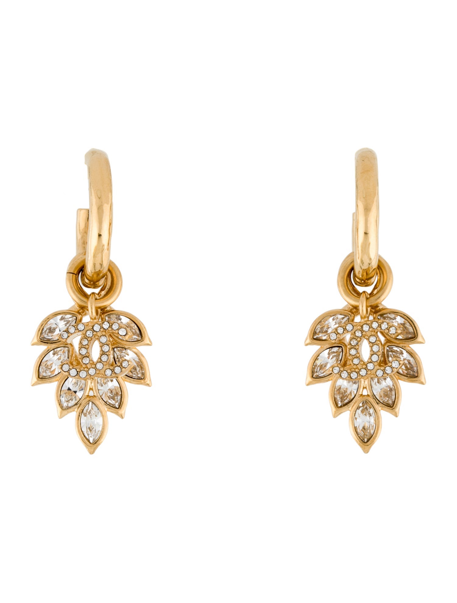 Chanel 2022 Strass CC Drop Earrings