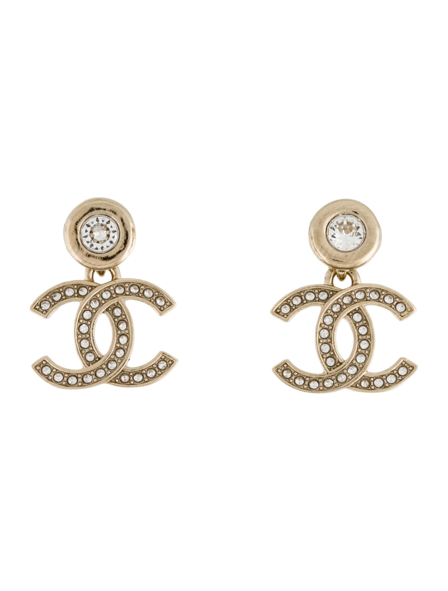 Chanel 2025 Strass CC Drop Earrings