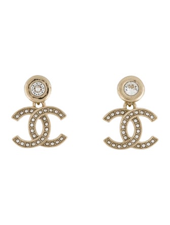 Chanel 2025 Strass CC Drop Earrings