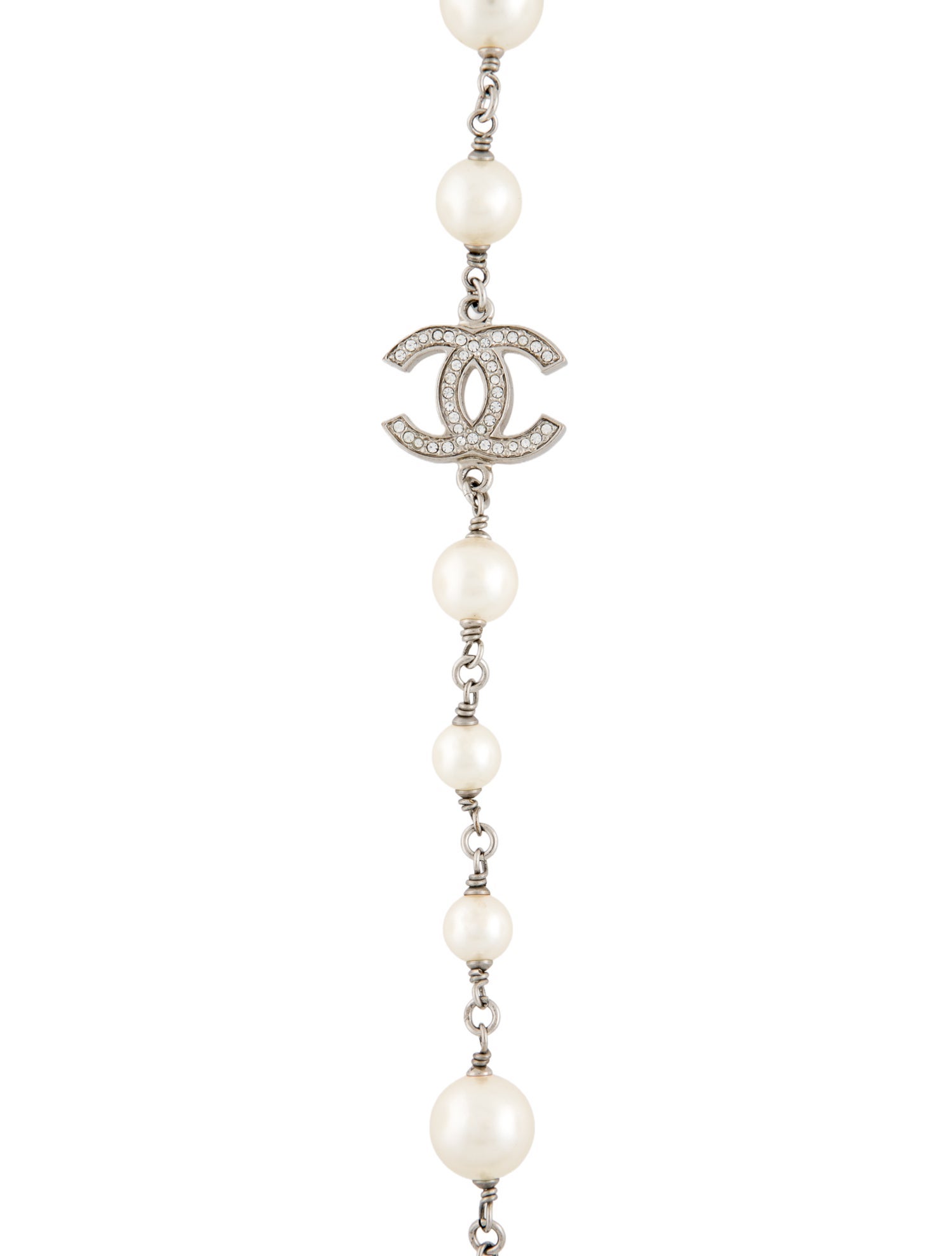 Chanel Faux Pearl & Strass CC Station Necklace