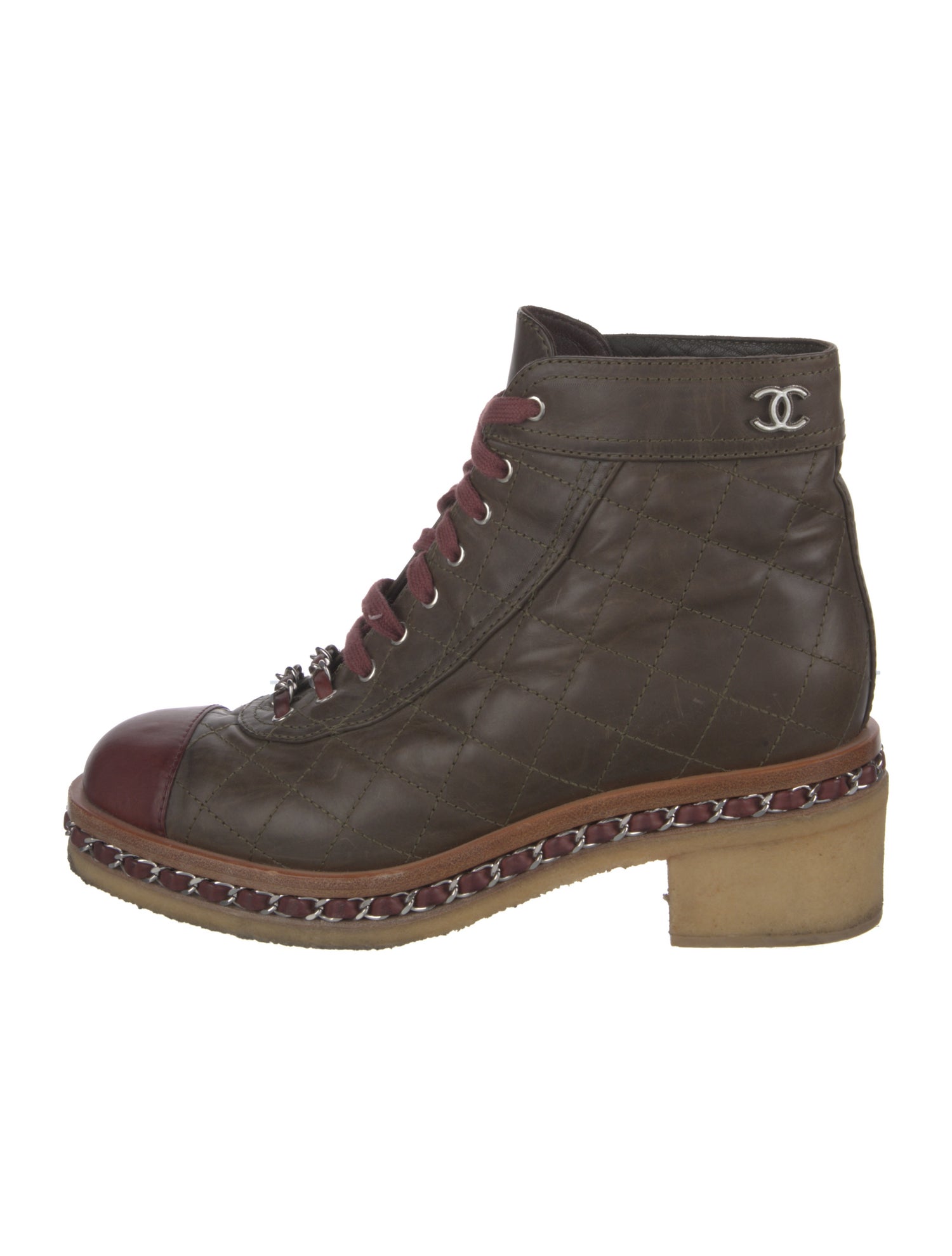 Chanel Interlocking CC Logo Leather Combat Boots