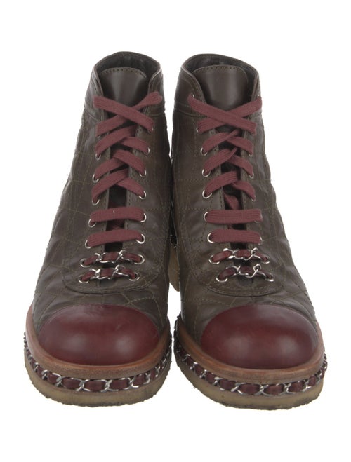 Chanel Interlocking CC Logo Leather Combat Boots