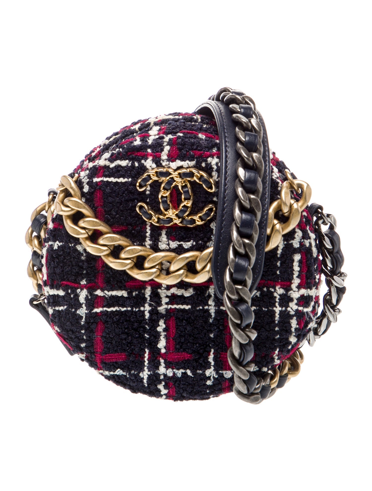Chanel Tweed 19 Round Clutch w/ Chain
