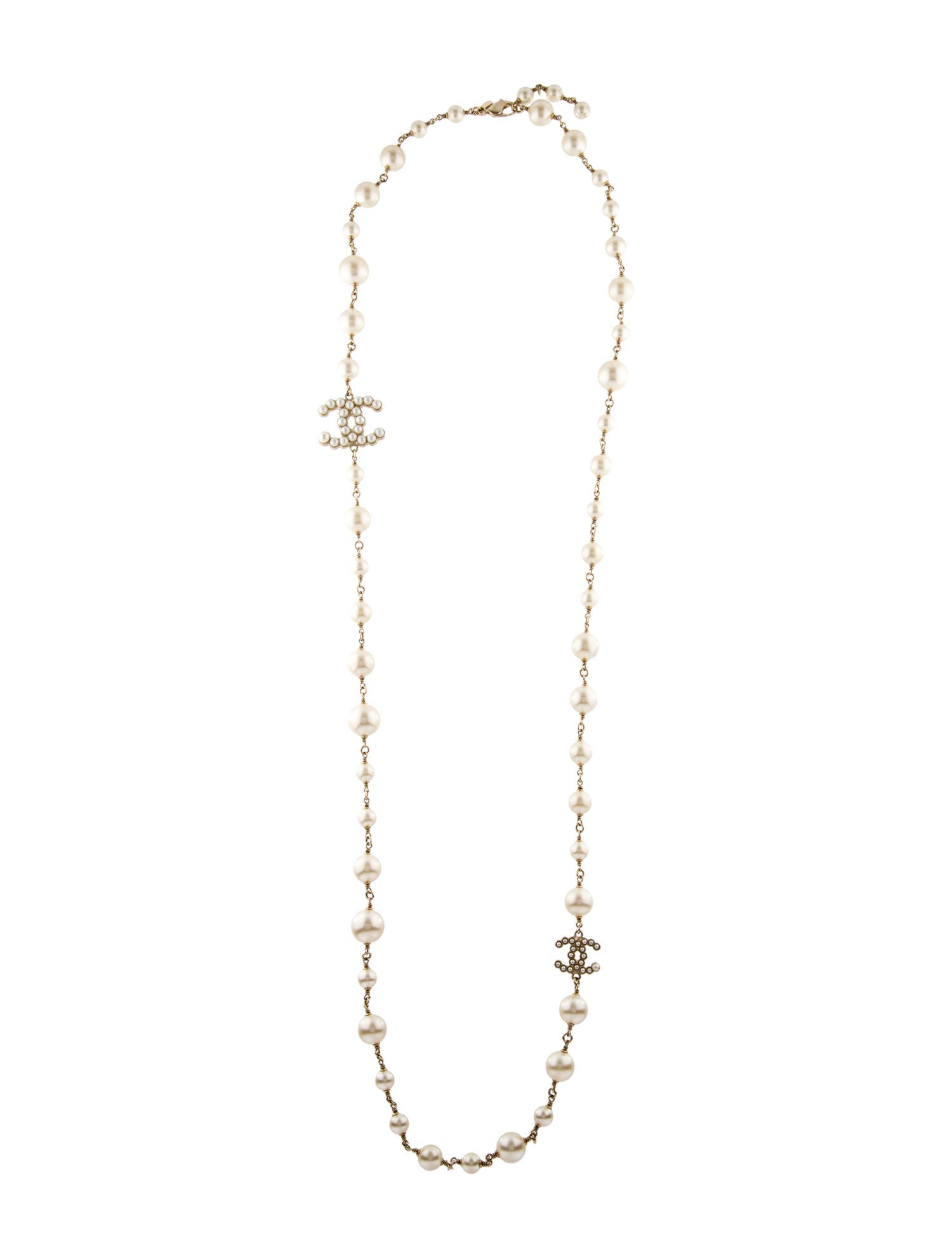 Chanel Faux Pearl CC Station Necklace