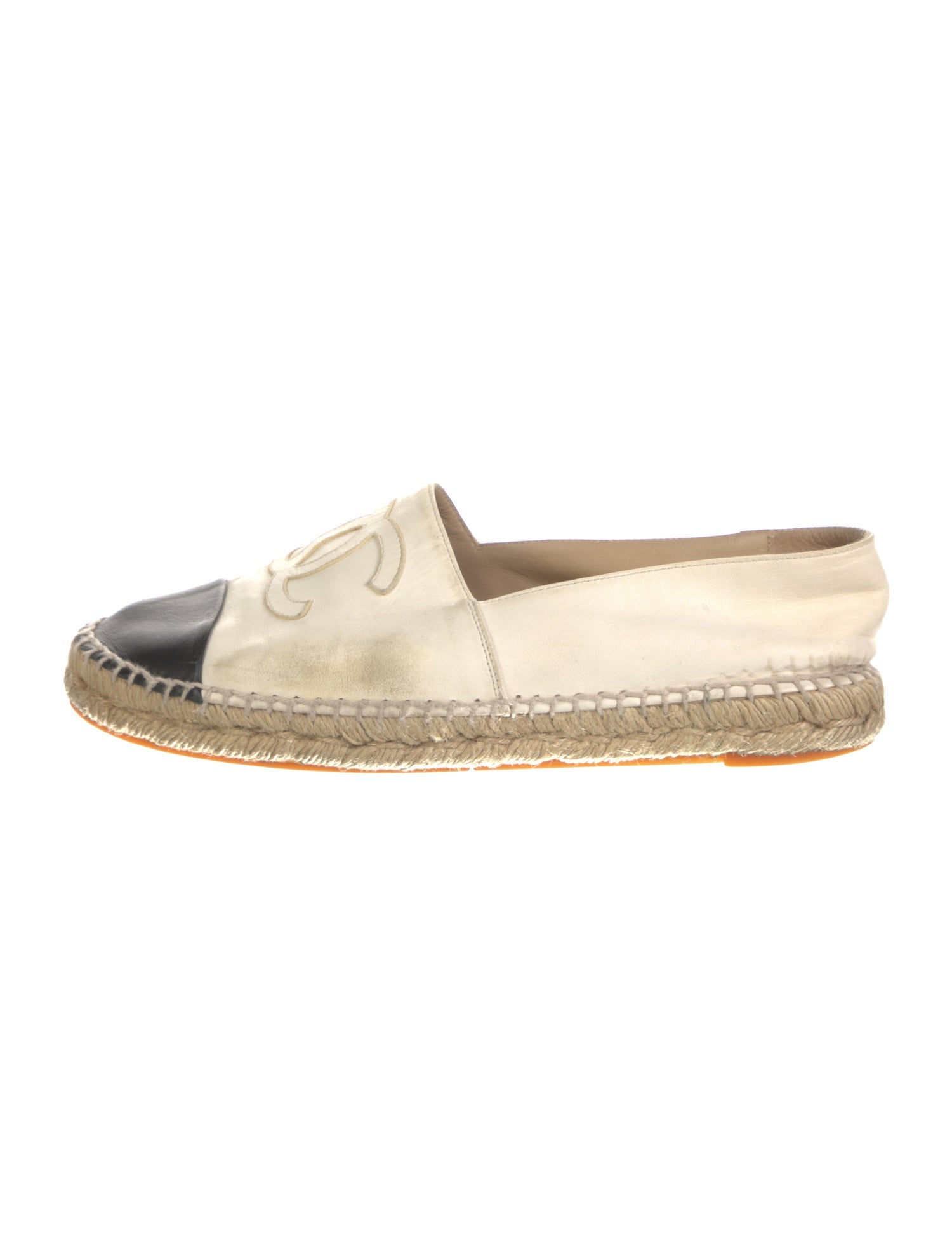 Chanel Interlocking CC Logo Leather Espadrilles