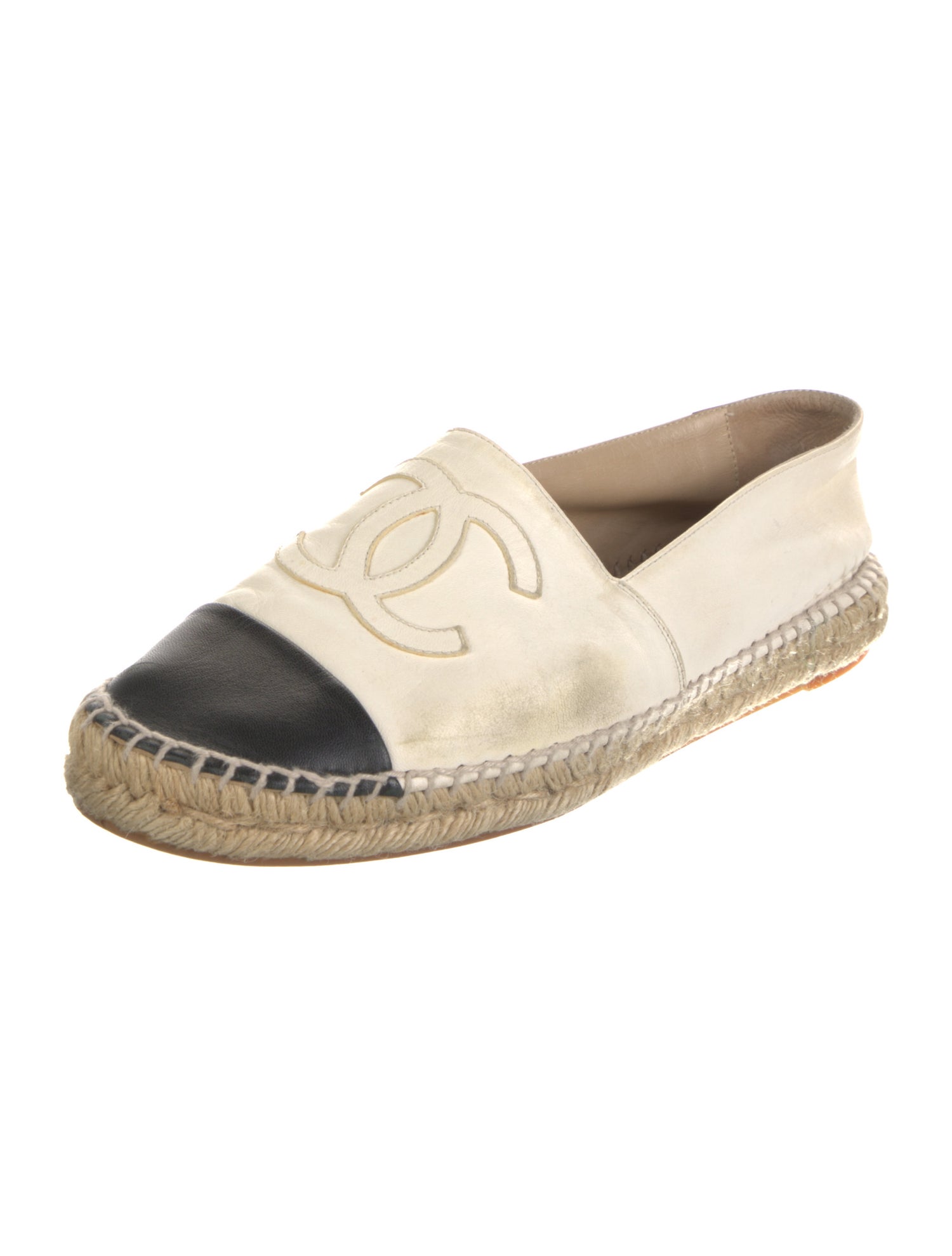 Chanel Interlocking CC Logo Leather Espadrilles