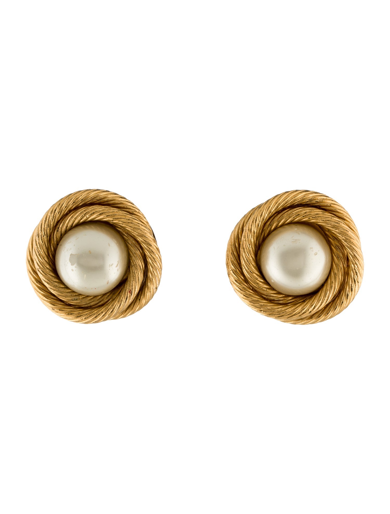 Chanel Vintage Faux Pearl Clip-On Earrings