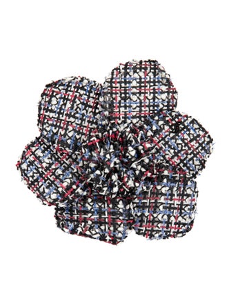 Chanel Tweed Camellia Brooch