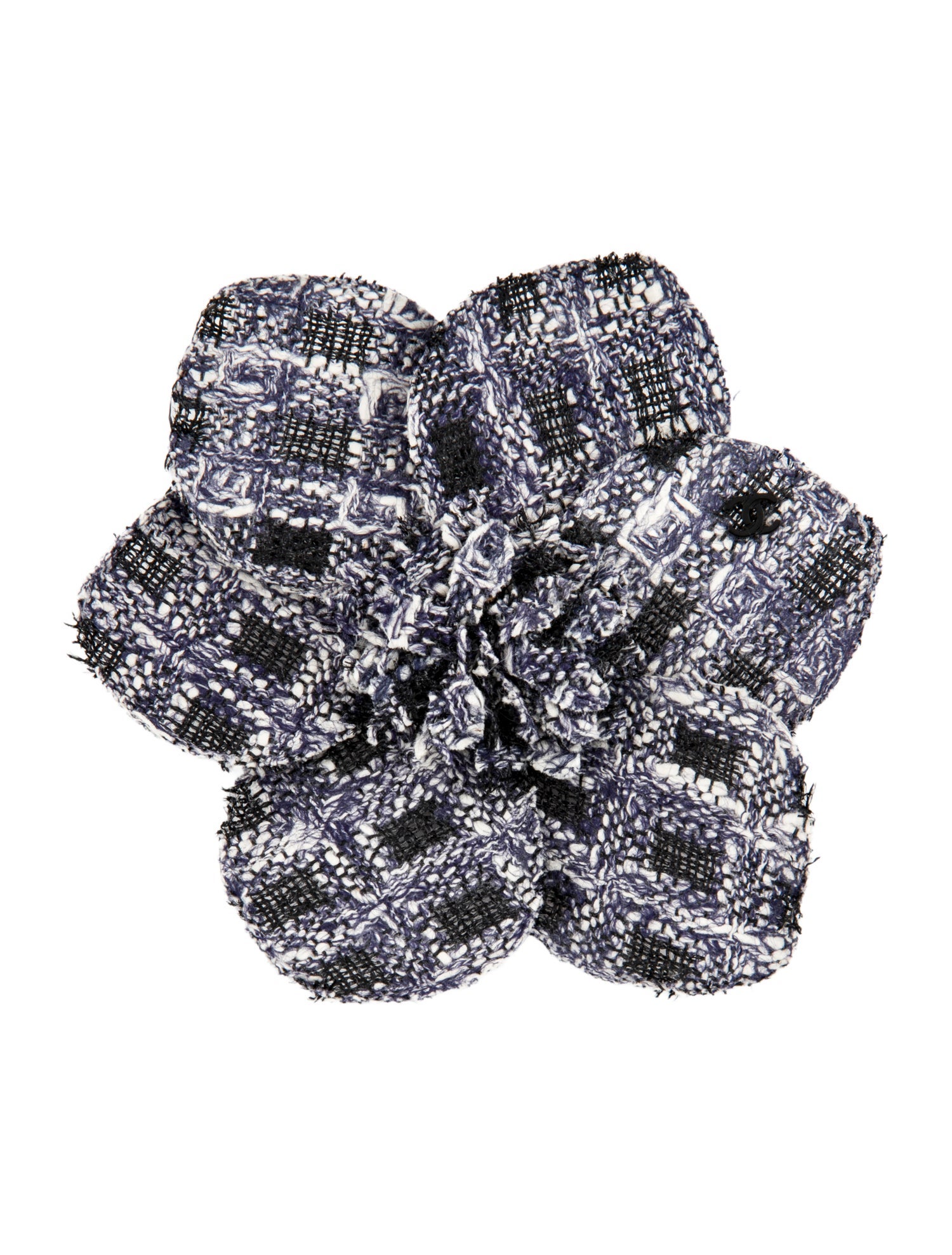 Chanel Tweed Camellia Brooch